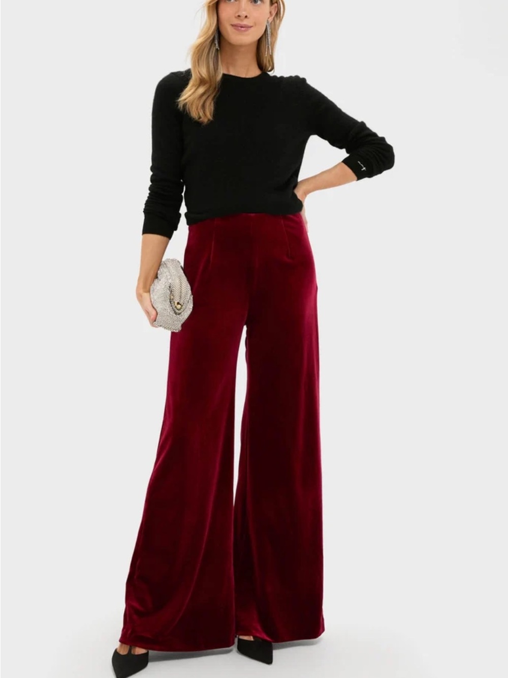 Tuckernuck Burgundy Velvet Wide-Leg Pants